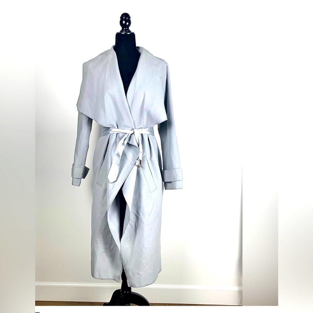 Women’s Misguided Grey Long Sleeve Peacoat Wrap Jacket, size 6